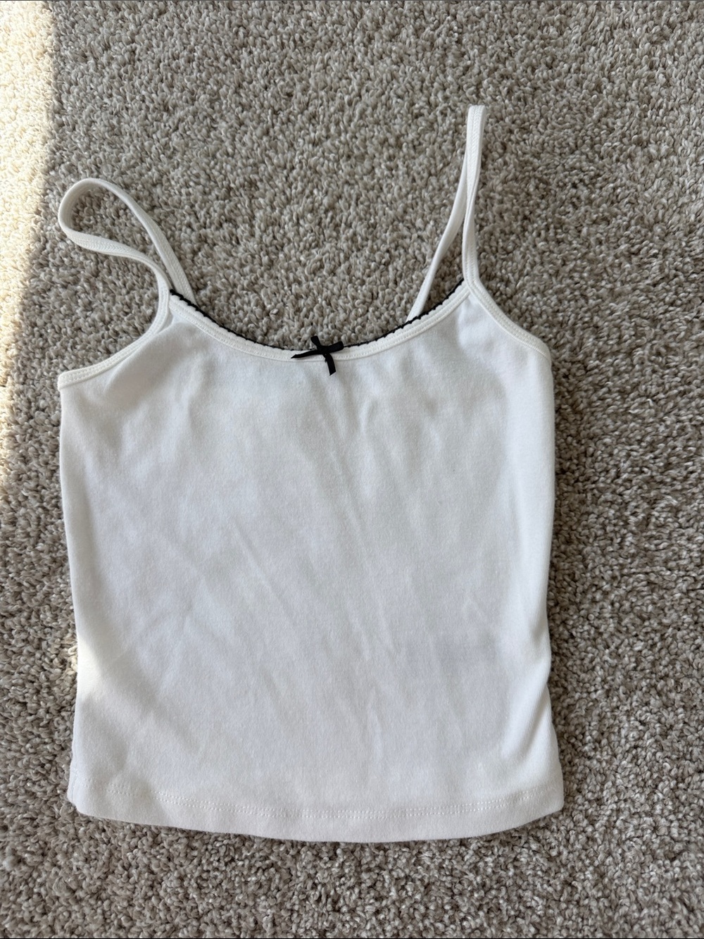 Garage White Cami with Black Trim and Bow